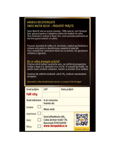 Cafea Proaspat Prajita, Fara Cofeina, 100% Arabica ➜ LaRepublica.Ro