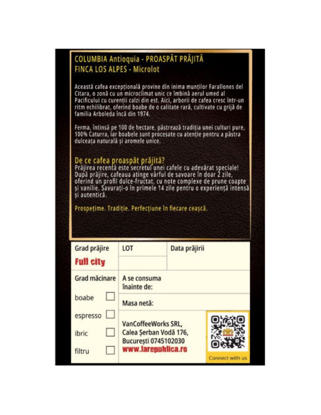 Cafea Proaspat Prajita Columbia Origine | 100% Arabica - La Republica