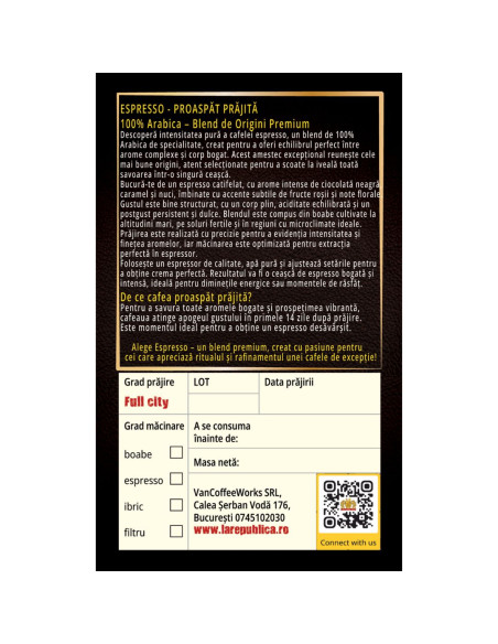 Cafea Proaspat Prajita, Espresso del Gusto Speciality Coffee, 100% Arabica ➜ LaRepublica.Ro