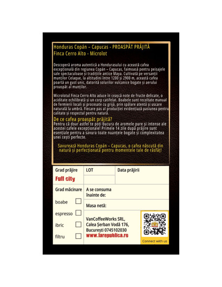 Cafea Proaspat Prajita Honduras Origine| 100% Arabica - La Republica
