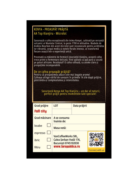 Cafea Kenya AA | 100% Arabica, aroma specifica regiunii - La Republica