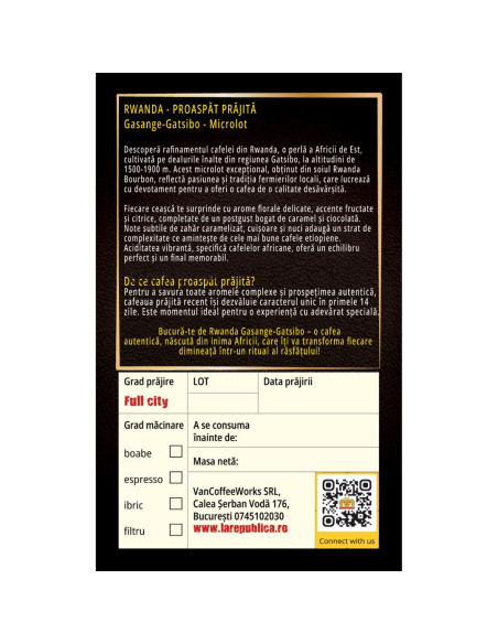 Alege Rwanda Speciality Coffee - Cafea proaspat prajita - 100% Arabica