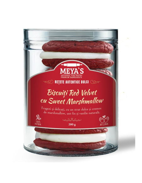 Biscuiti Red Velvet cu Sweet Marshmallow – Deliciu Artizanal